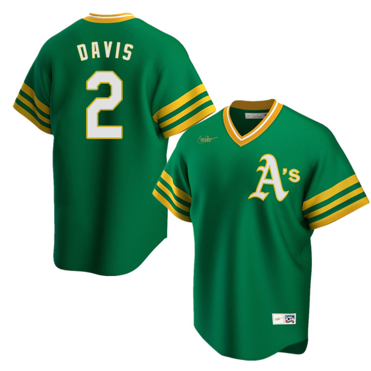 Nike Men #2 Khris Davis Oakland Athletics Cooperstown Baseball Jerseys Sale-Green